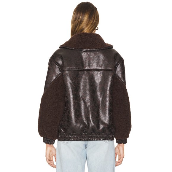 BLANKNYC Bomber in Sweet Talker jacket coat shearling fur brown distressed 90s - Picture 3 of 8